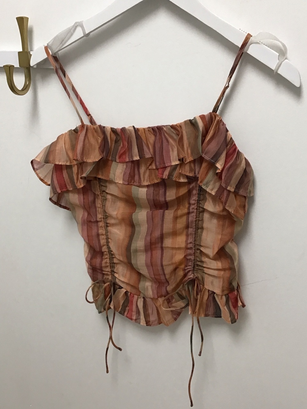 Steve Madden shilloh Striped Ruffle Spaghetti Strap Top - Multi-Color